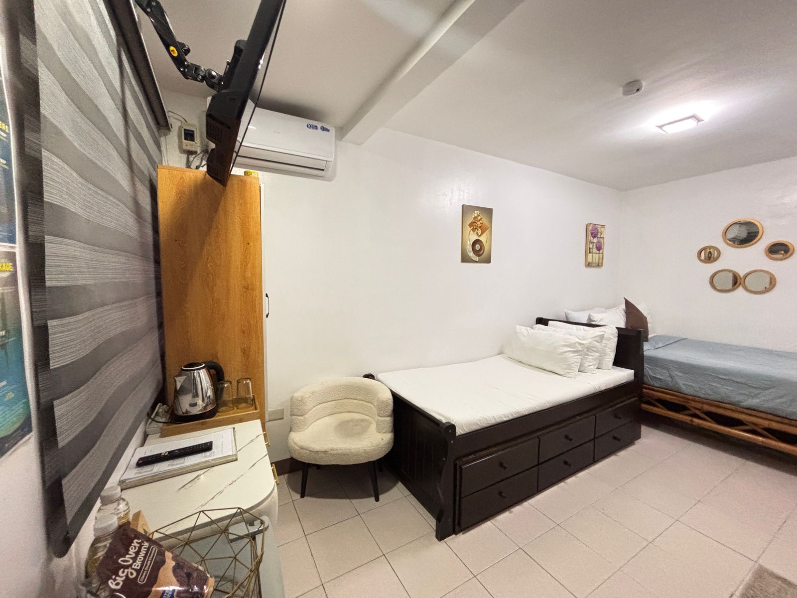 one bed pictured from sideways