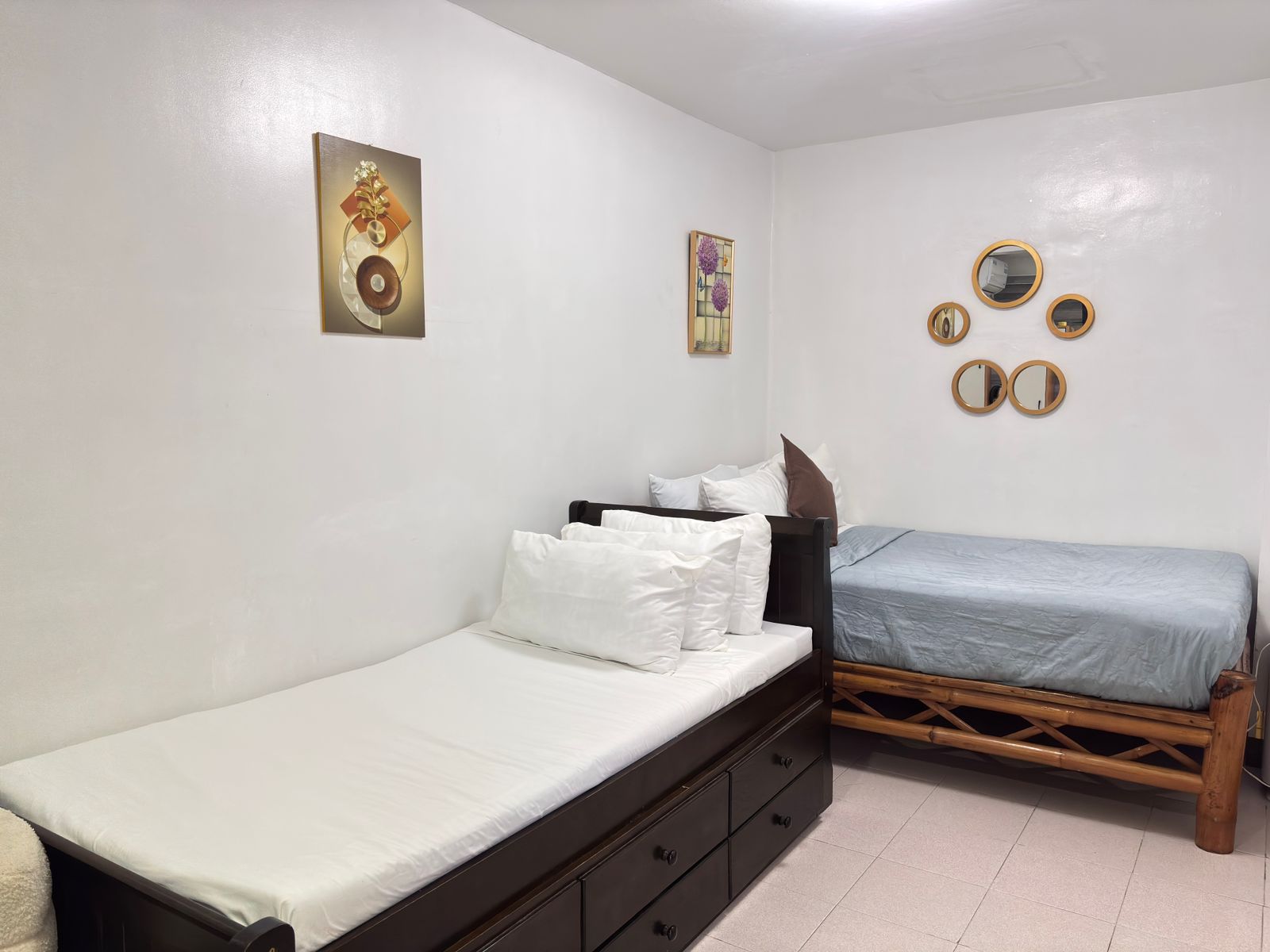 two beds in the room